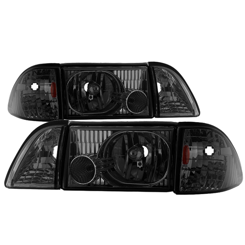 xTune Ford Mustang 87-93 OEM style Headlights 6pcs Amber - Smoked HD-JH-FM87-6PC-AM-SM SPYDER