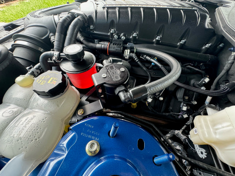 J&L 24+ Ford Mustang 5.0L (w/ Whipple Supercharger) Oil Separator - 3.0 CCV Side Black Anodized