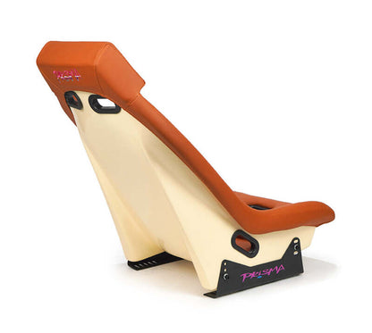 NRG GT Retro Bucket Seat - Brown PVC Leather Brown Stitching Off-White Fiberglass Back - PRI-100BR-STARDUST