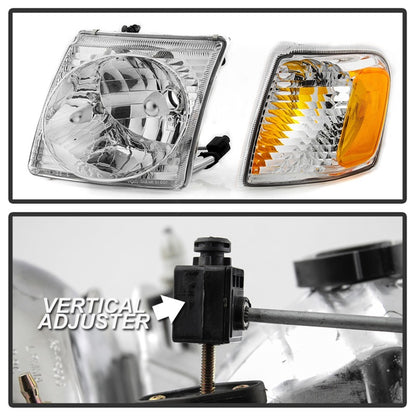 xTune 01-03 Ford Explorer Sport 4pc OEM Style Headlights w/Corners - Chrome (HD-JH-FEXP01-ST-C) SPYDER