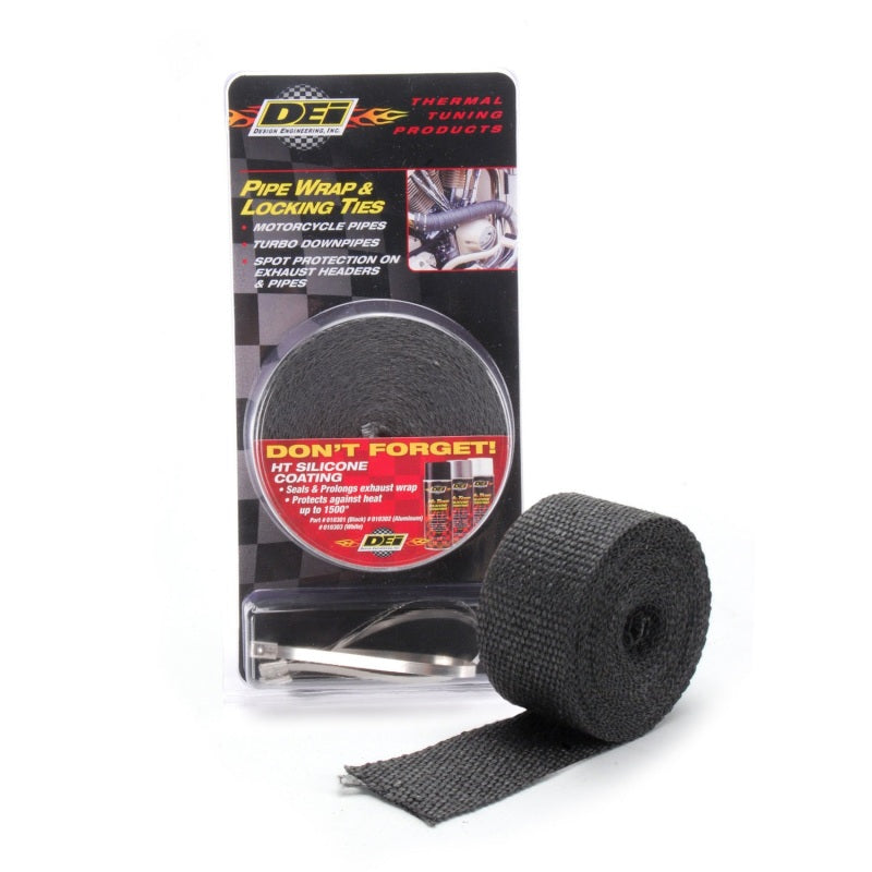 DEI Exhaust Wrap Kit - Pipe Wrap and Locking Tie - Black DEI