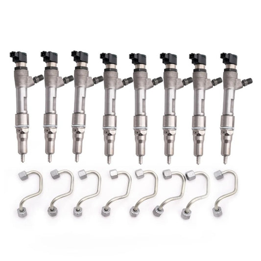 Dynomite Diesel DDPFD64-200 60 percent over remanufactured injector set with injector lines for 2008-2010 Ford Super Duty 6.4L Power Stroke trucks