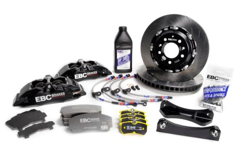 EBC Racing 15-17 Ford Fiesta (Mk7) Black Apollo-4 Calipers 300mm Rotors Front Big Brake Kit EBC