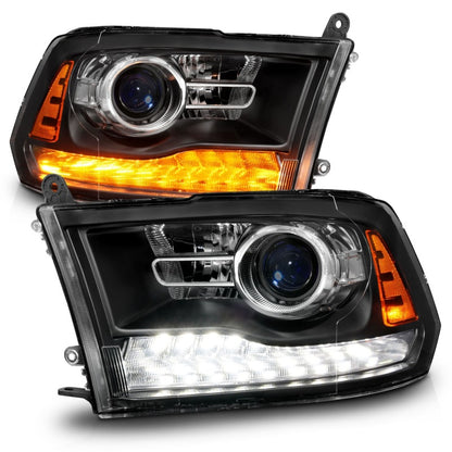 ANZO DODGE RAM 1500 09-18 / 2500/3500 10-18 PROJECTOR HEADLIGHTS MATTE BLACK CLEAR LENS W/ SEQUENTIAL SIGNAL (FOR ALL MODELS) - 111609