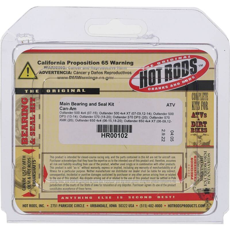 Hot Rods 06-08 Can-Am Outlander 800 4x4 800cc Main Bearing & Seal Kit HR00102