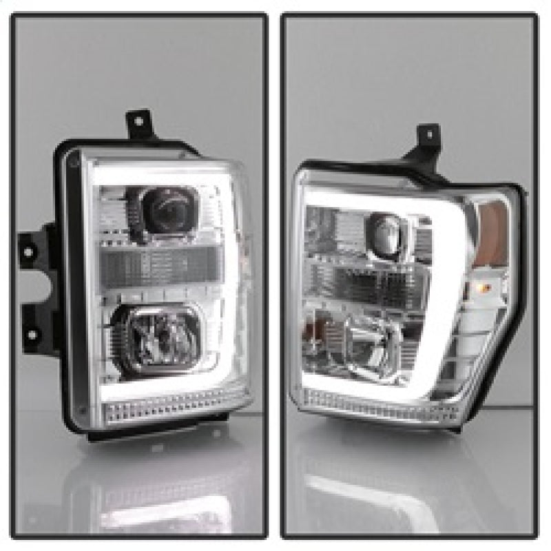 Spyder 08-10 Ford F-250 Super Duty V2 Light Bar DRL Projector Headlights - Chrm (PRO-YD-FS08V2-LB-C) SPYDER