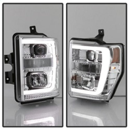 Spyder 08-10 Ford F-250 Super Duty V2 Light Bar DRL Projector Headlights - Chrm (PRO-YD-FS08V2-LB-C) SPYDER