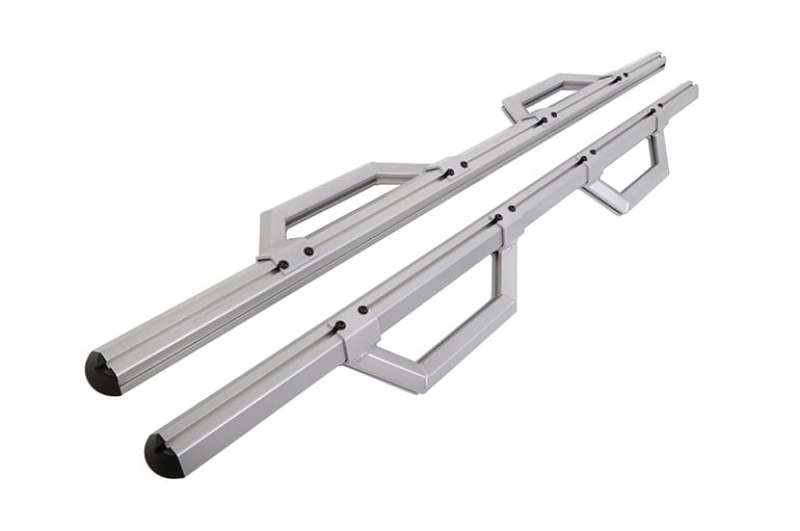Dee Zee Hex Series Silver Aluminum Side Steps for 1999-2023 Chevrolet, GMC, Dodge and Ford full-size trucks, part DZ 66321