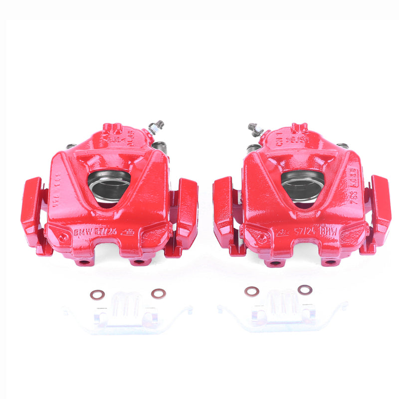 Power Stop 08-13 BMW 328i Front Red Calipers w/Brackets - Pair PowerStop