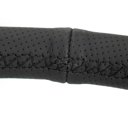 NRG Reinforced Stealth Wheel (380mm) 3 Spoke Center 1in Deep Dish - Perforated Leather Black Stitch - RST-380-STL-B