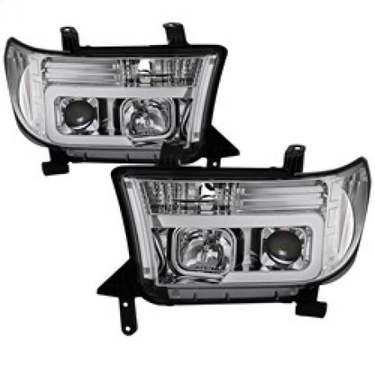 Spyder 07-13 Toyota Tundra V2 Light Bar DRL Projector Headlights - Chrome (PRO-YD-TTU07V2-LB-C) SPYDER