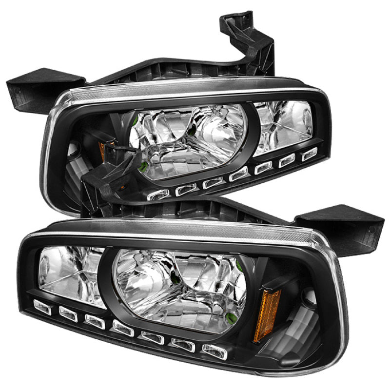 Xtune Dodge Charger 06-10 1Pc LED Crystal Headlights Black HD-ON-DCH05-1PC-LED-BK SPYDER