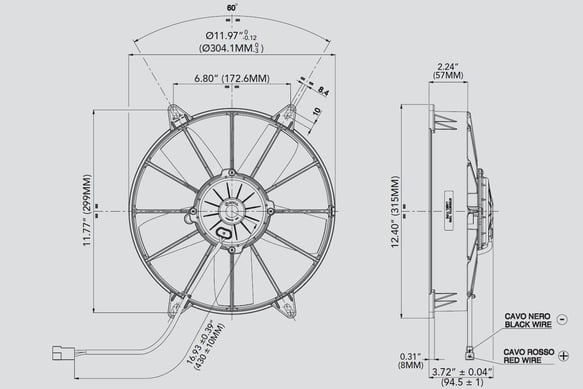 SPAL ELECTRIC FAN SPAL 11.00" Inch Electric Fan Puller Style High Performance 1375 CFM 5 Paddle Style blades