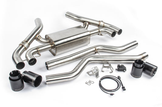 Dinan D660-0085-BLK Free Flow axle-back exhaust for BMW M340i and M440i with quad black ceramic coated tips