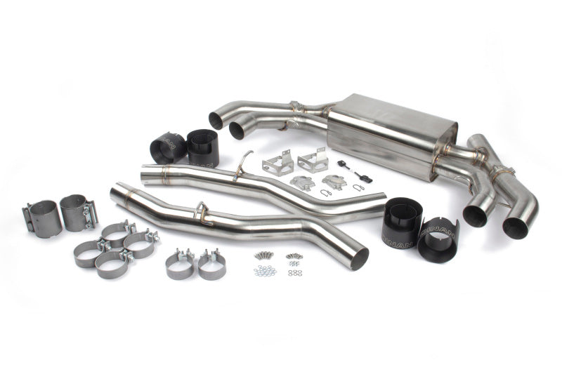Dinan D660-0086-BLK Free Flow axle-back exhaust for BMW F97 X3M and F98 X4M with quad black ceramic coated tips
