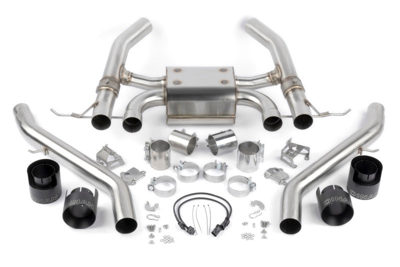 Dinan D660-0093-BLK valved axle-back exhaust for 2021-2027 BMW G80 M3 and G82 G83 M4 with quad black 4.5-inch tips
