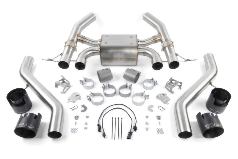 Dinan D660-0100-BLK valved axle-back exhaust for 2023-2026 BMW G87 M2 with quad black ceramic coated tips