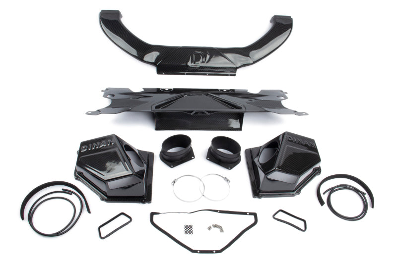 Dinan D760-0049 carbon fiber cold air intake for 2018-2023 BMW F90 M5 with sealed dual airboxes and center wishbone inlet