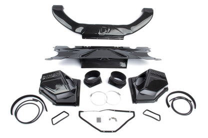 Dinan D760-0049 carbon fiber cold air intake for 2018-2023 BMW F90 M5 with sealed dual airboxes and center wishbone inlet