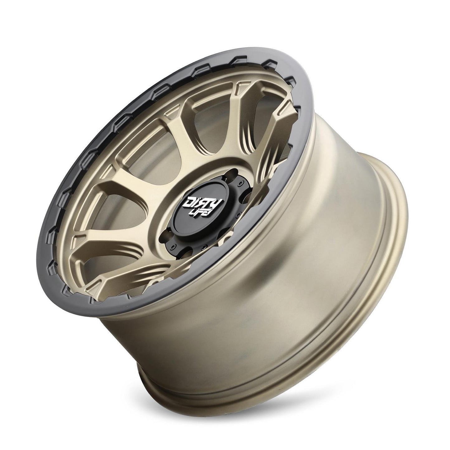 Dirty Life 9307 Drifter 17x8.5/5x127 BP/-6mm Offset/78.1mm Hub Matte Gold Wheel - Beadlock