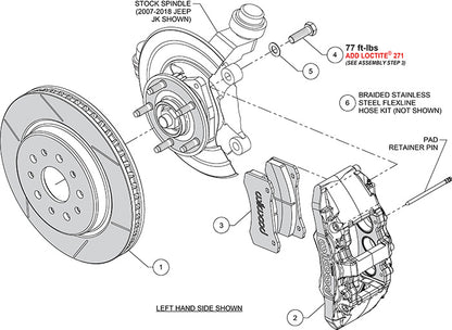 Wilwood 07-18 Jeep Wrangler (JK) Aero6-DM Front Brake Kit - D&S - Red Wilwood