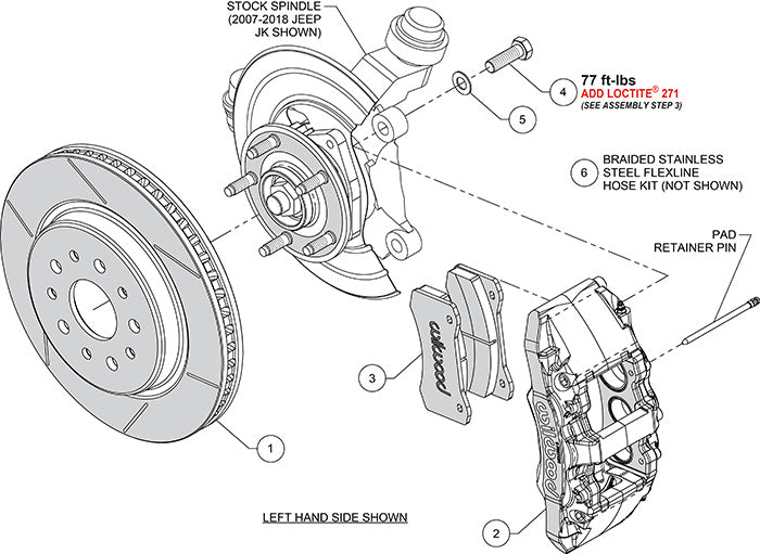 Wilwood 07-18 Jeep Wrangler (JK) Aero6-DM Front Brake Kit - D&S - Red