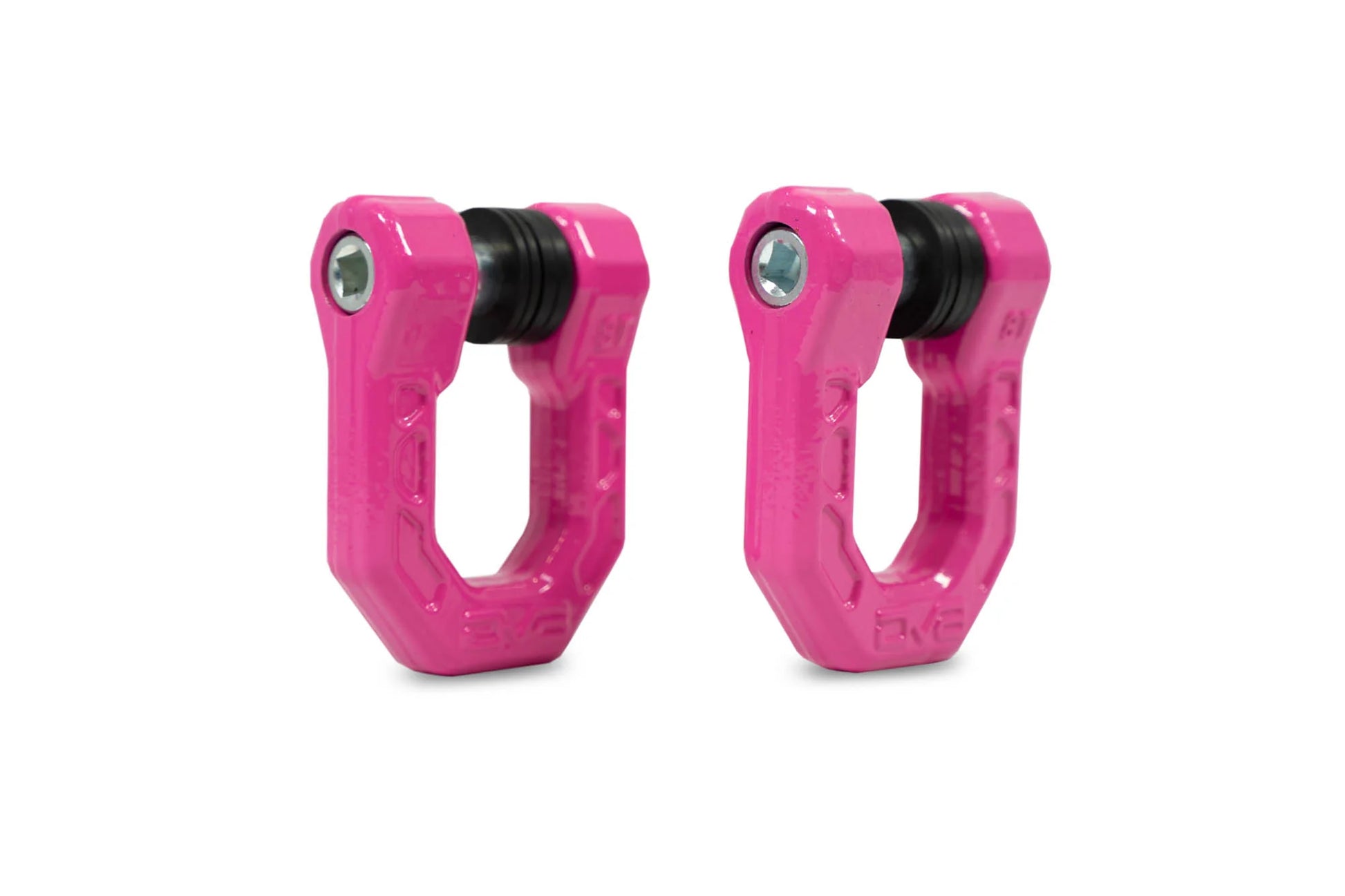 DV8 Offroad UNSK-01PK Elite Series pink 3/4 inch D-ring shackles pair with isolators