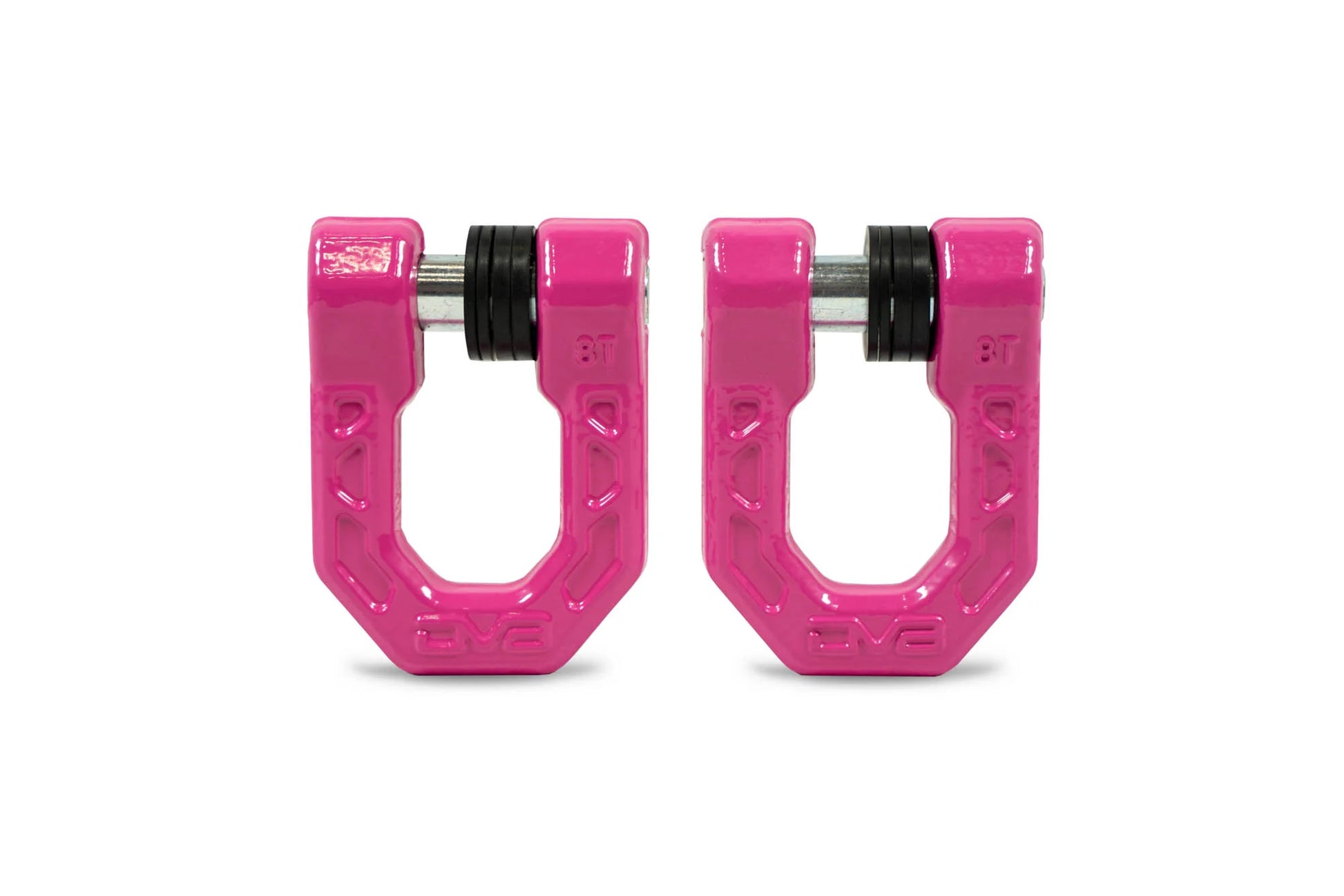 DV8 Offroad UNSK-01PK Elite Series pink 3/4 inch D-ring shackles pair with isolators