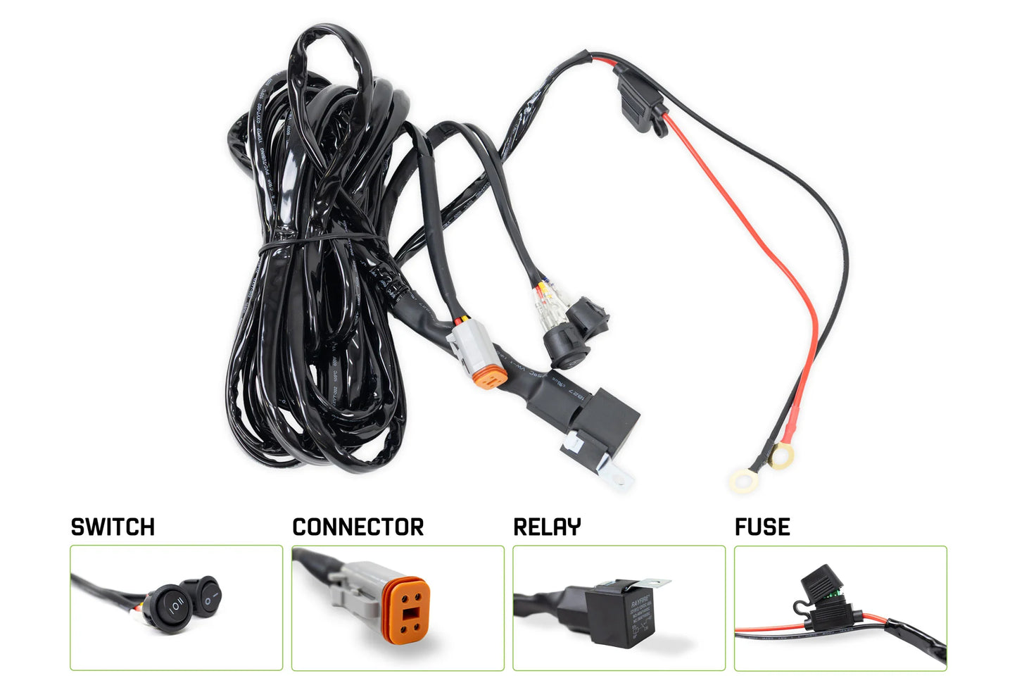 DV8 Offroad UNWH-04 40 amp DT 4-pin halo light harness for DV8 halo accent lights