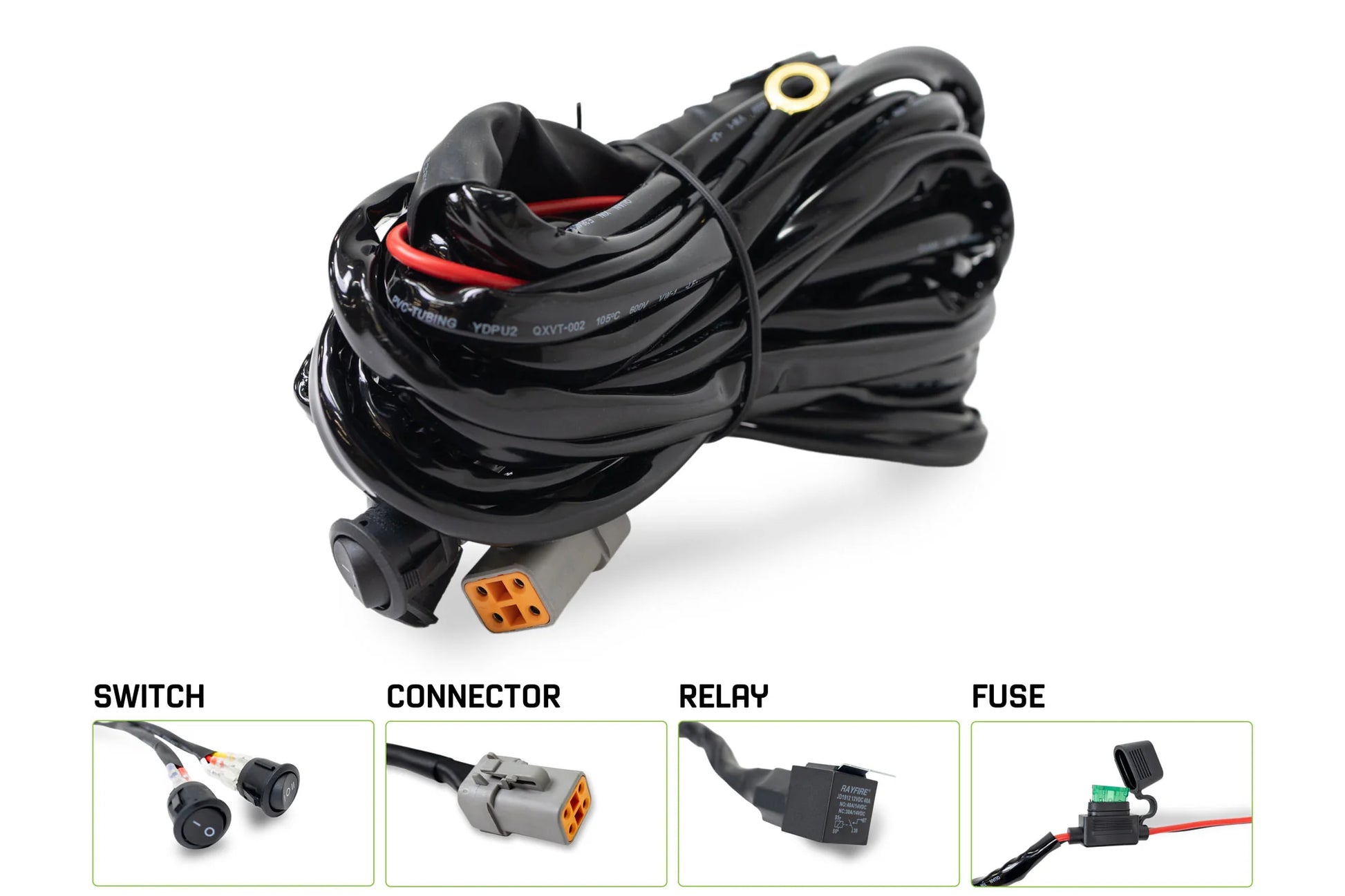 DV8 Offroad UNWH-05 40 amp DTP 4-pin halo light harness for DV8 halo accent lights