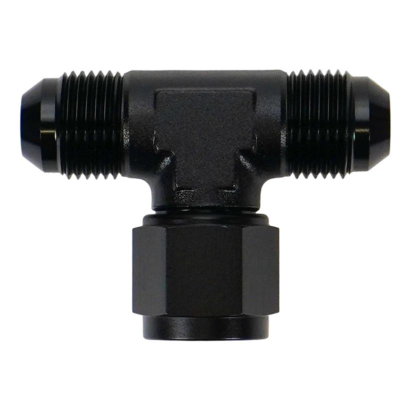 DeatschWerks 8AN Male Flare to Female Flare Swivel Tee on 90 - 6-02-0778-B
