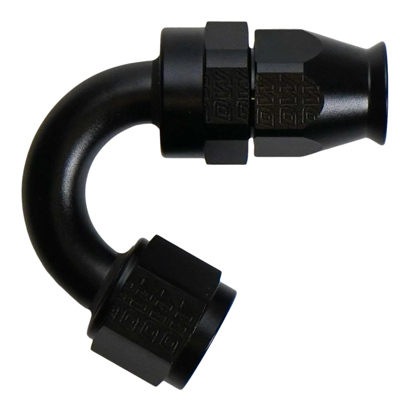 DeatschWerks 8 AN Female Flare Swivel (Incl Ferule/Olive) 150-degree Hose End PTFE - 6-02-0880-B
