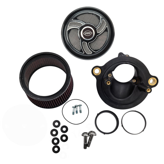 S&S Cycle M8 Gen 2 Models Stealth Air Cleaner Kit w/ 1in Filter Torker 58/64/68mm TB - Gloss Black