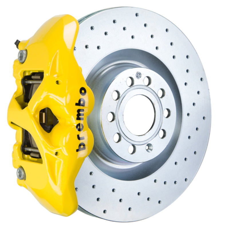 Brembo 14-20 A3 Front GT BBK 4 Piston Cast 345x30 1pc Rotor Drilled-Yellow Brembo