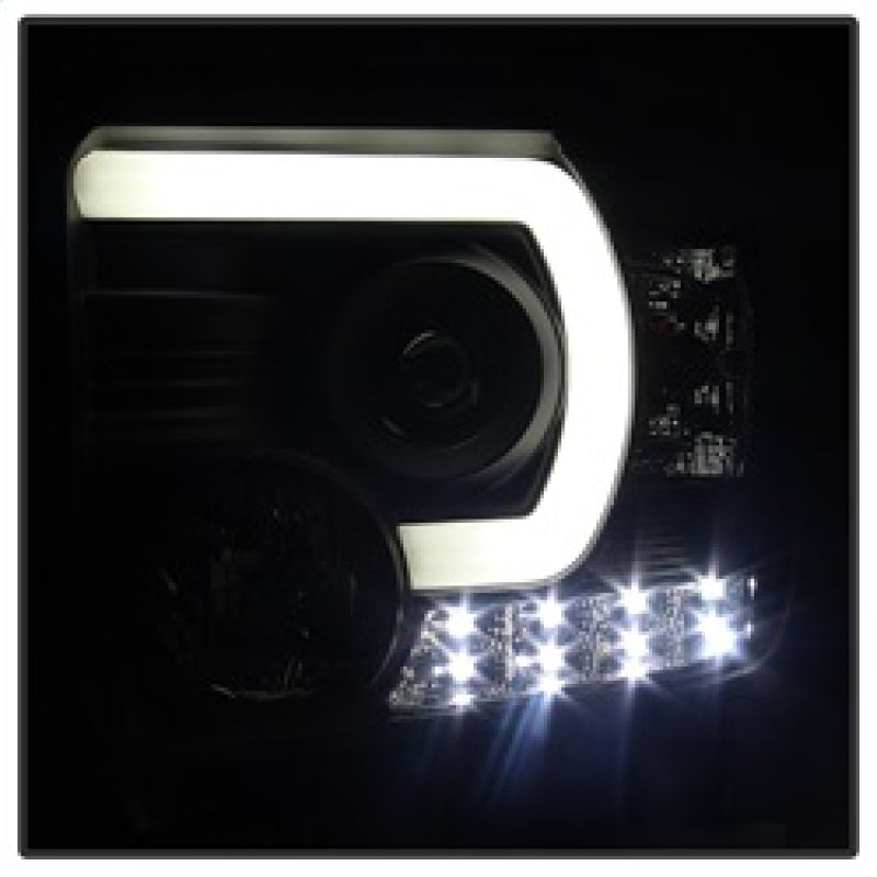 Spyder GMC Sierra 14-16 Projector Headlights Light Bar DRL Black PRO-YD-GS14-LBDRL-BK SPYDER