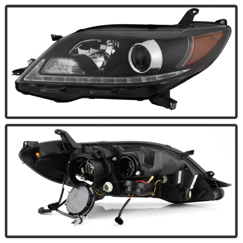 Spyder Toyota Sienna 2011-2014  Projector Headlights - DRL LED - Black PRO-YD-TSEN11-DRL-BK SPYDER