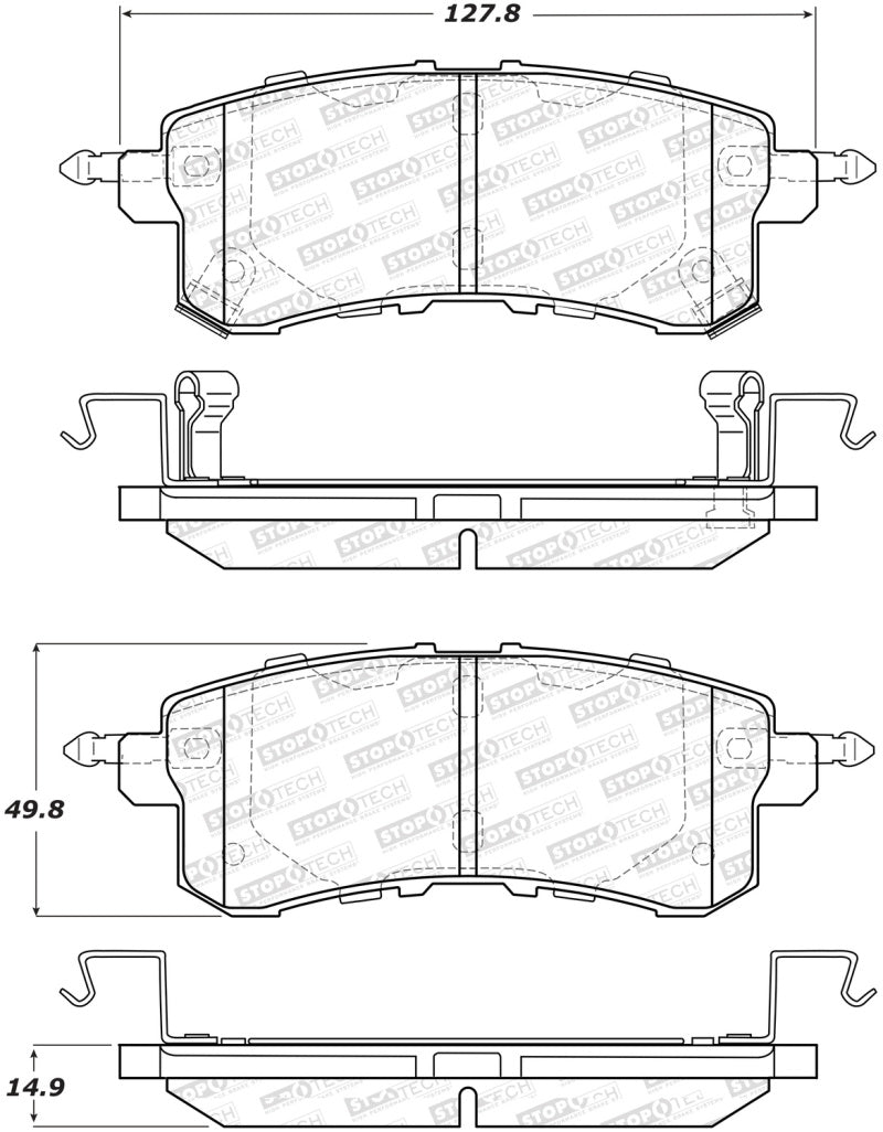 StopTech Premium Ceramic Front Brake Pads - 308.15100 Stoptech