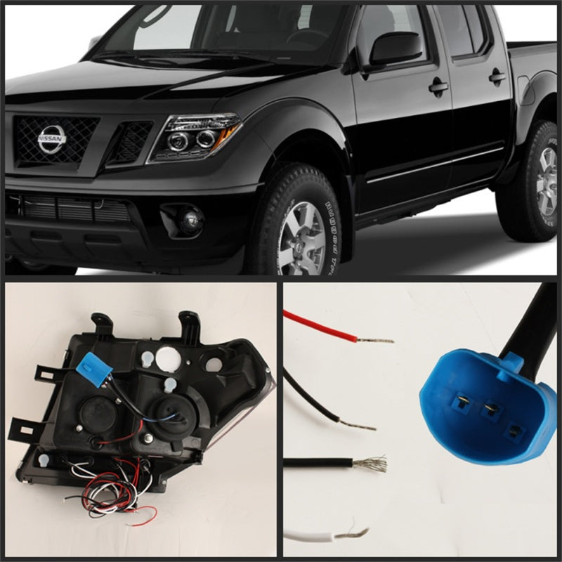 Spyder Nissan Frontier 05-08 Projector Headlights LED Halo LED Blk PRO-YD-NF05-HL-BK SPYDER