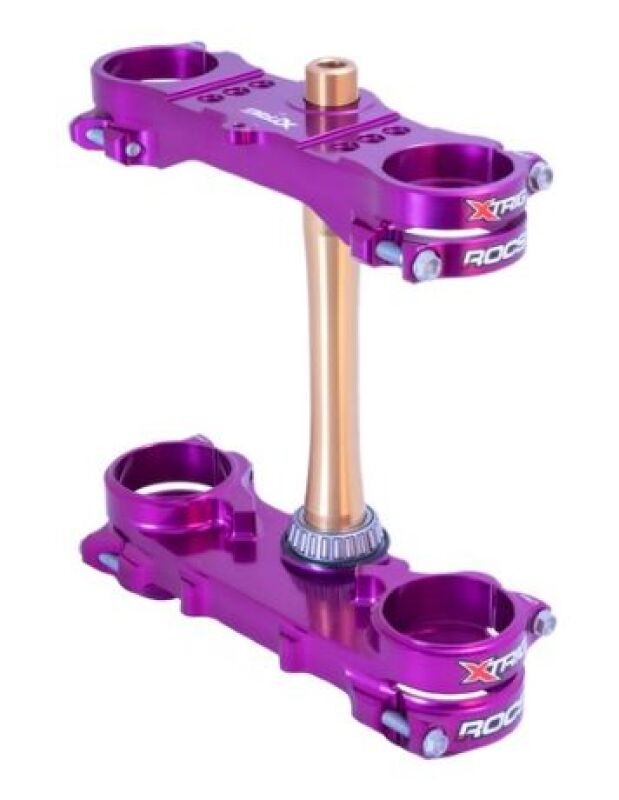 XTrig 2024 Yamaha YZ250F/ 23+ YZ450F ROCS Tech Triple Clamp 22 mm. Offset M12 - Purple XTrig