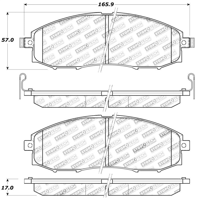 StopTech Sport Brake Pads w/Shims and Hardware - Front Stoptech