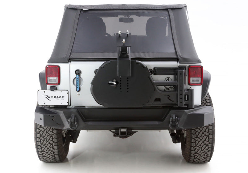 Rampage 07-18 Jeep Wrangler JK (Incl. Unlimited) Trail Guard Tire Carrier - Black Rampage