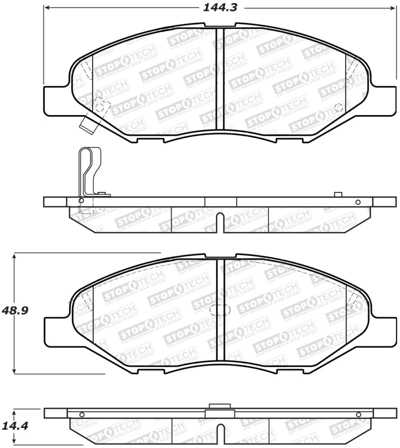 StopTech Premium Ceramic Front Brake Pads - 308.13450