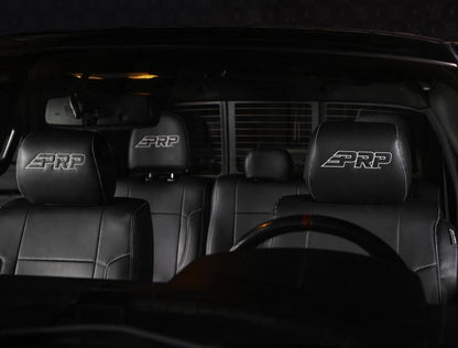 PRP 12-14 Ford Raptor Front Seat Covers (Pair) - Black w Silver Stitch B068-06