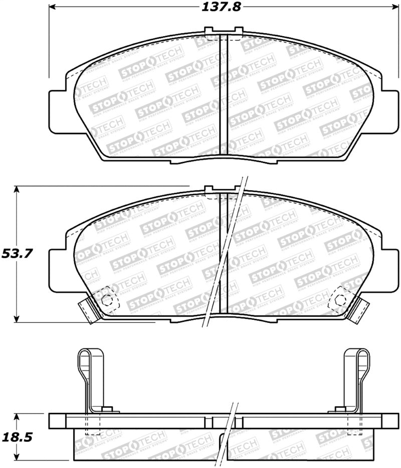 StopTech Premium Ceramic Rear Brake Pads - 308.05680