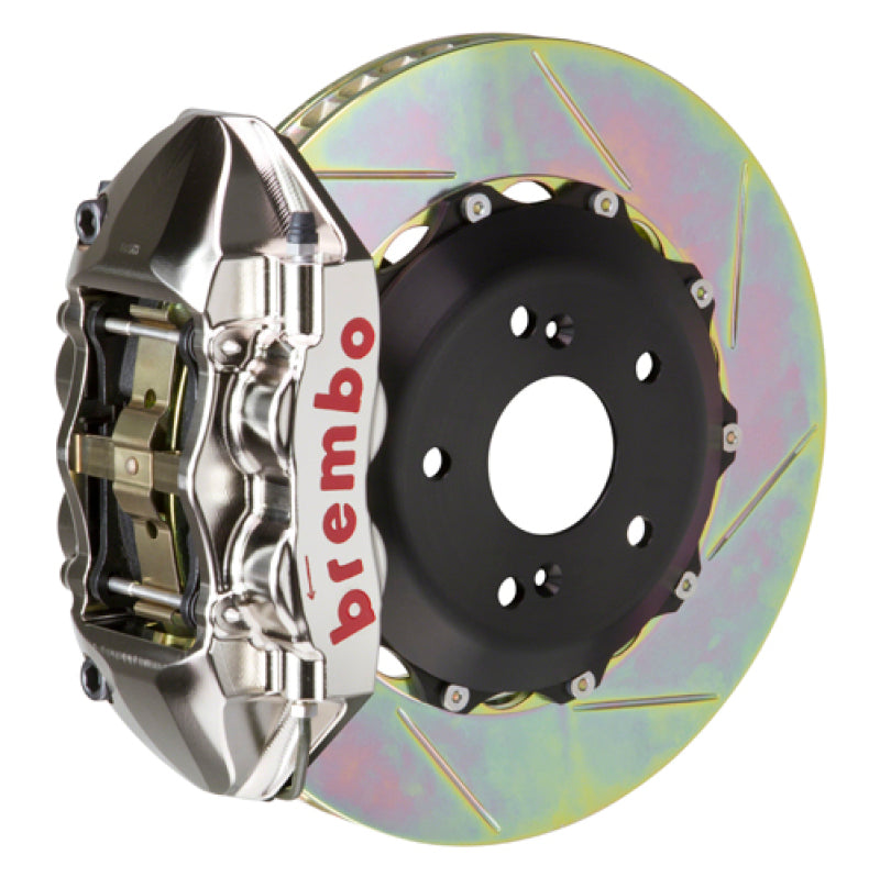 Brembo 99-07 Evo VI/VII/VIII/IXRear GTR BBK 4 Piston Billet 328x28 2pc Rotor Slotted Type1 - Nickel Brembo