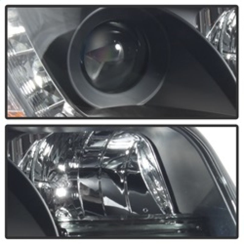 Spyder Audi A6 02-04 Projector Headlights Halogen Model Only - DRL Black PRO-YD-ADA601-DRL-BK SPYDER