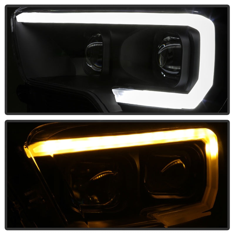 xTune 16-18 Toyota Tacoma SR/SR5 DRL Proj Headlights w/Turn Signal - Blk (PRO-JH-TTA16-SR-BK) SPYDER