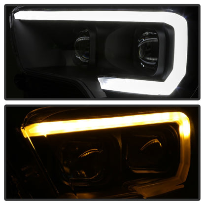 xTune 16-18 Toyota Tacoma SR/SR5 DRL Proj Headlights w/Turn Signal - Blk (PRO-JH-TTA16-SR-BK) SPYDER