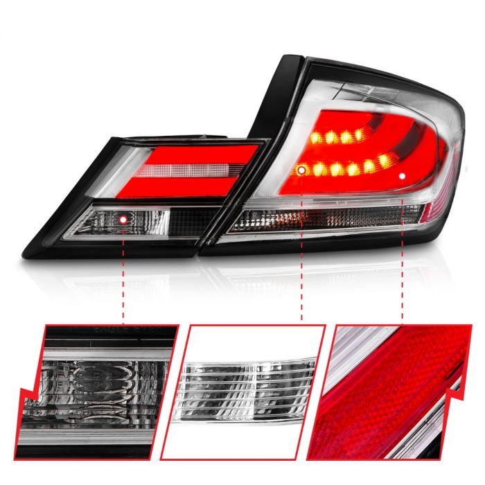 ANZO HONDA CIVIC 13-15 4DR LED TAIL LIGHTS CHROME - 321325 ANZO