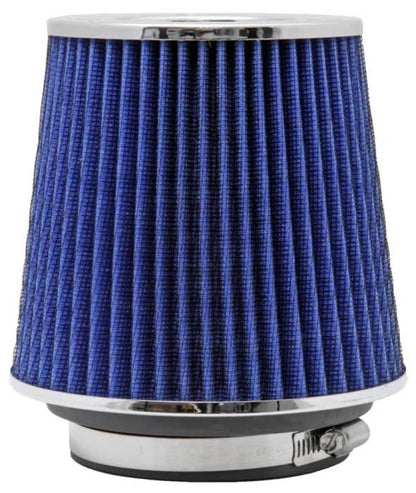 K&N Universal Air Filter Chrome Round Tapered Blue - 4in Flange ID x 1.125in Flange Length x 5.5in H K&N Engineering